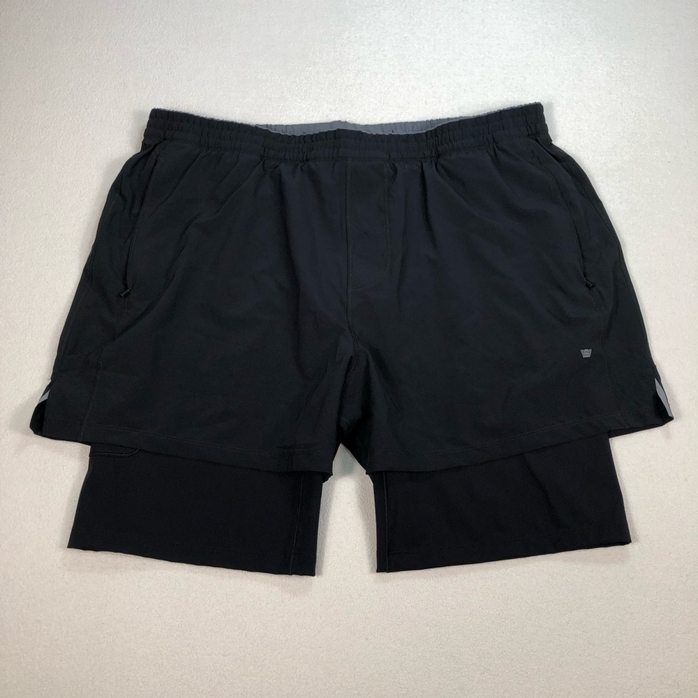 Mack Weldon Stratus Shorts Men's XXL Black Compression Lined Drawstring Gym